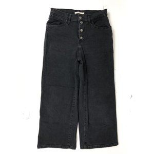 Levis Mile High Cropped Wide Leg Jeans Button Fly High Waist  Denim 29